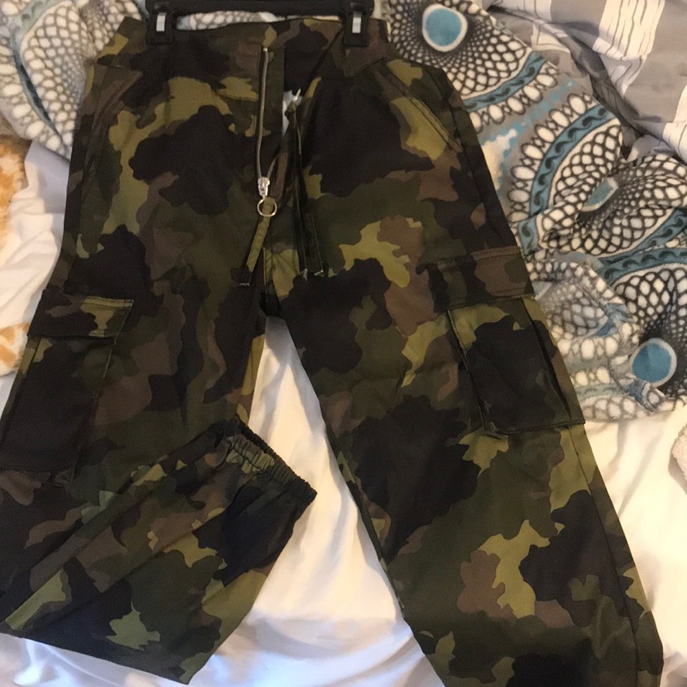 cute silky camo pants